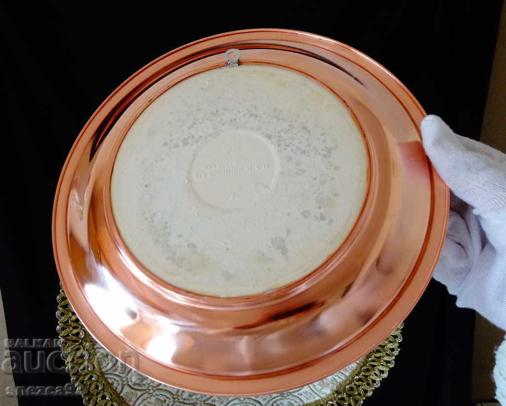 English copper panel with picture, marking. - 5