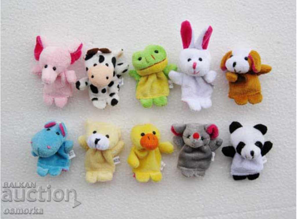 Доставка на 10 малки плюшени фигурки за пръсти куклен театър животни Доставка на 10 малки плюшени фигурки за пръсти куклен театър животни