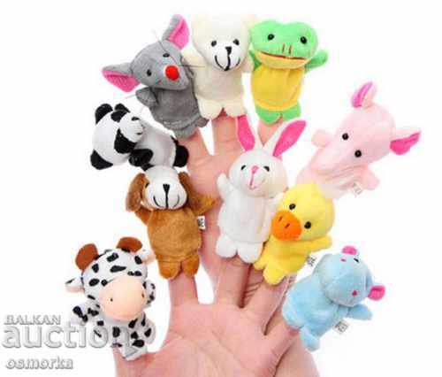 10 малки плюшени фигурки за пръсти куклен театър животни