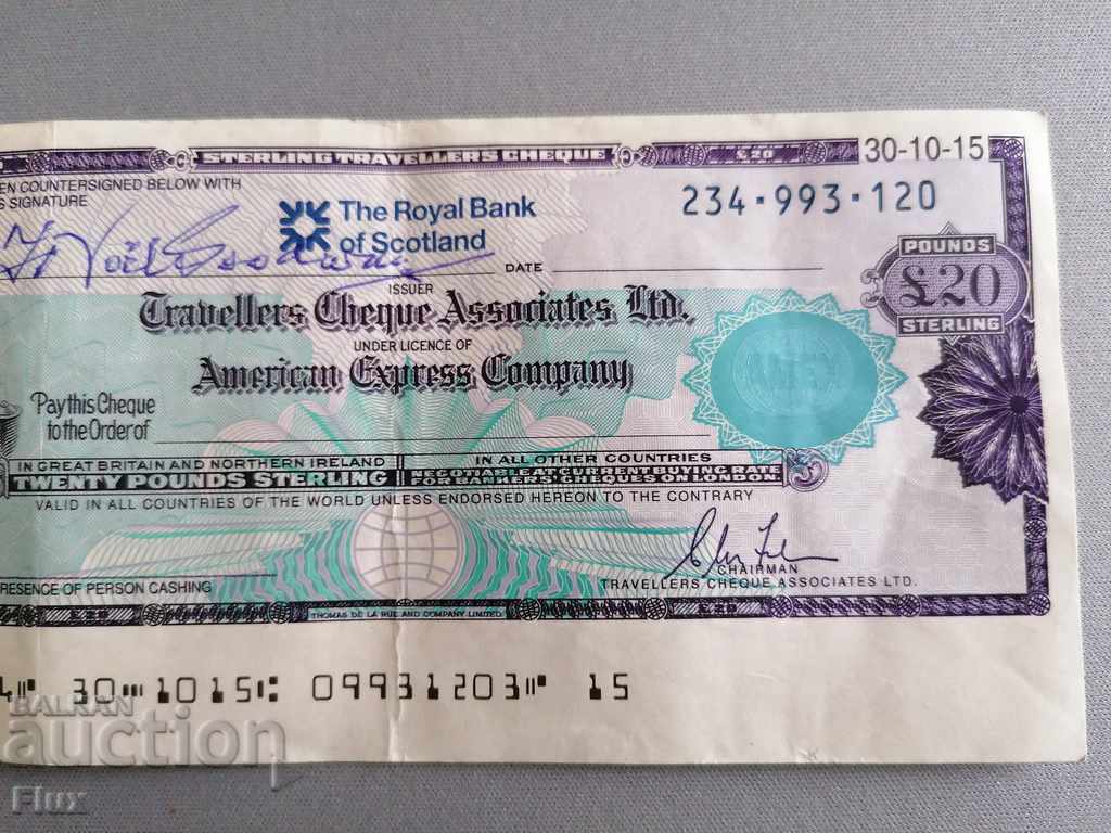 Auction  Bank check - Royal Bank of Scotland | 2015