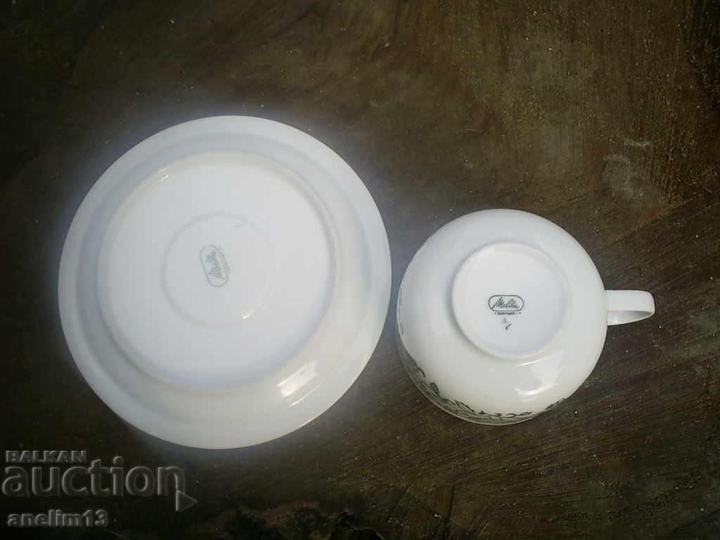 PORCELAIN CUP WITH TEA OR COFFEE PLATE MELITTA GERMANY - 6 PORCELAIN CUP WITH TEA OR COFFEE PLATE MELITTA GERMANY - 6