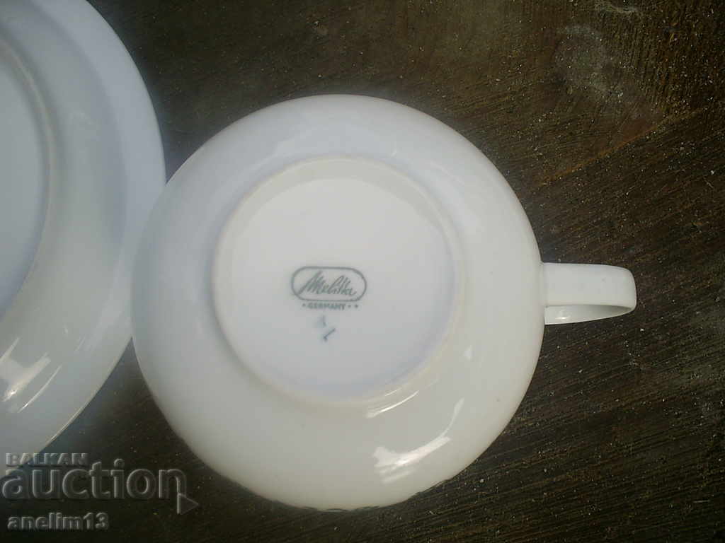 PORCELAIN CUP WITH TEA OR COFFEE PLATE MELITTA GERMANY - 7 PORCELAIN CUP WITH TEA OR COFFEE PLATE MELITTA GERMANY - 7