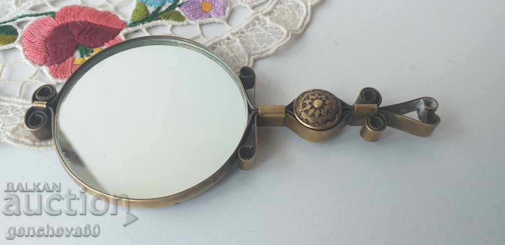 Oglindă vintage din alamă, anii 1920