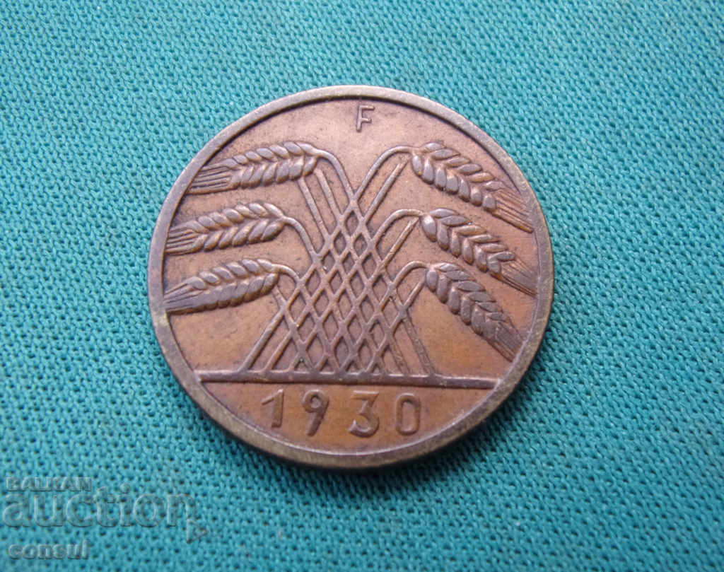 Germania - Weimar - 10 Reich Pfennig 1930 F Rar cu preț € 7.67 | 15.00 BGN