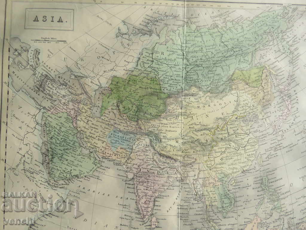 1853 - MAP OF ASIA - LARGE - ORIGINAL + with price 59.99 BGN | € 30.67