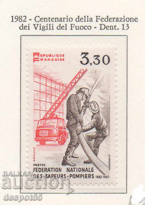 1982. France. 100 years National Federation of Firefighters.