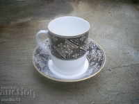 PORCELAIN CUP WITH COFFEE PLATE ROYAL WORCESTER ENGLAND