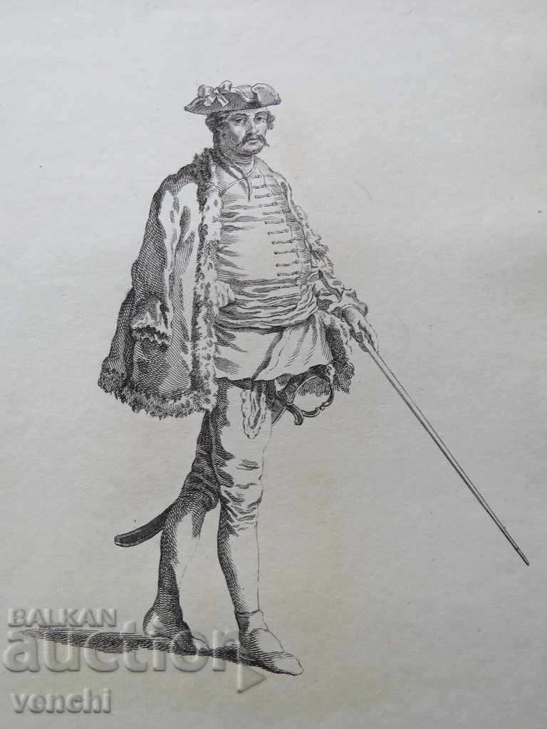 1770 - GRAVURĂ - COSTUME - ORIGINAL 1770 - GRAVURĂ - COSTUME - ORIGINAL