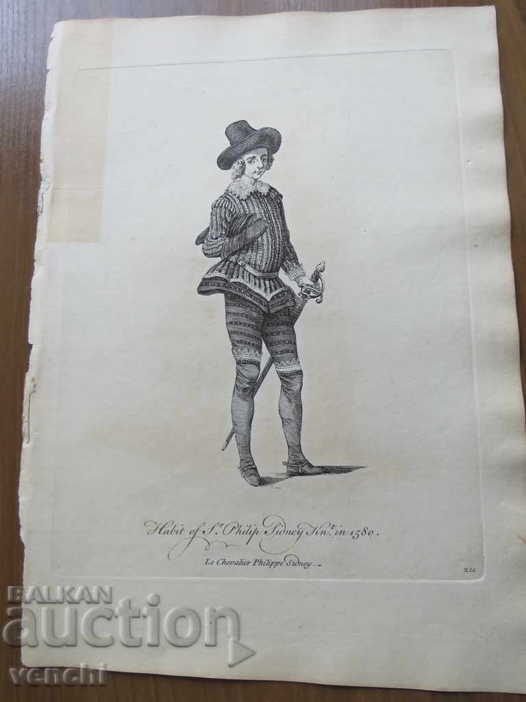 1770 - ENGRAVING - COSTUMES - ORIGINAL with price 34.99 BGN | € 17.89