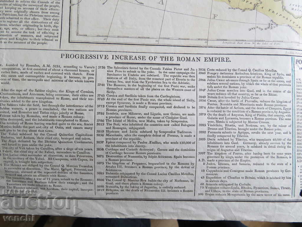 Auction 1815 - ROMAN EMPIRE MAP - LARGE - ORIGINAL + Auction 1815 - ROMAN EMPIRE MAP - LARGE - ORIGINAL +