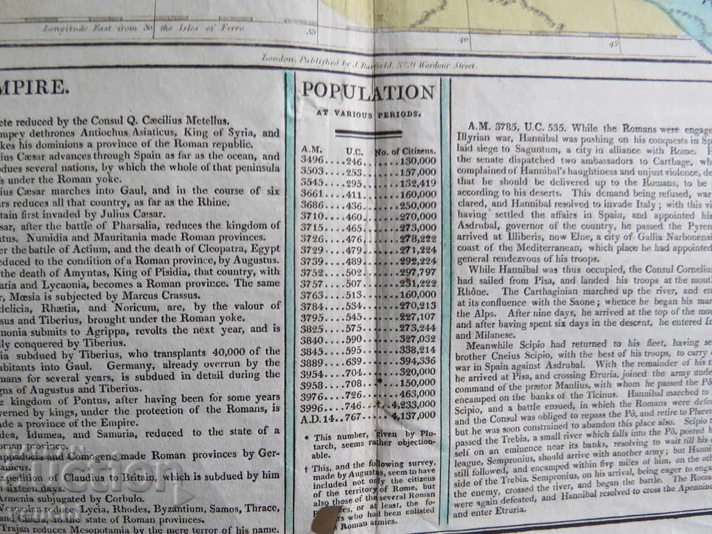 Delivery of 1815 - ROMAN EMPIRE MAP - LARGE - ORIGINAL + Delivery of 1815 - ROMAN EMPIRE MAP - LARGE - ORIGINAL +
