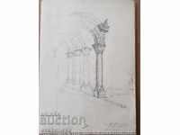Masterful pencil drawing by Toma S. Petrov The Synodal Palace