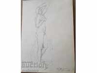Master drawing Toma Petrov(1908-1972) Nude body 1946