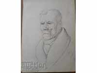 Δάσκαλος σχέδιο Toma Petrov (1908-1972) Πορτρέτο ενός άνδρα
