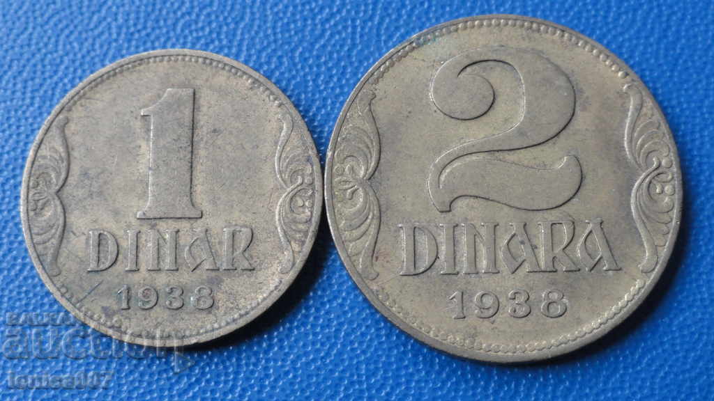 Γιουγκοσλαβία 1938 - 1 και 2 δηνάρια