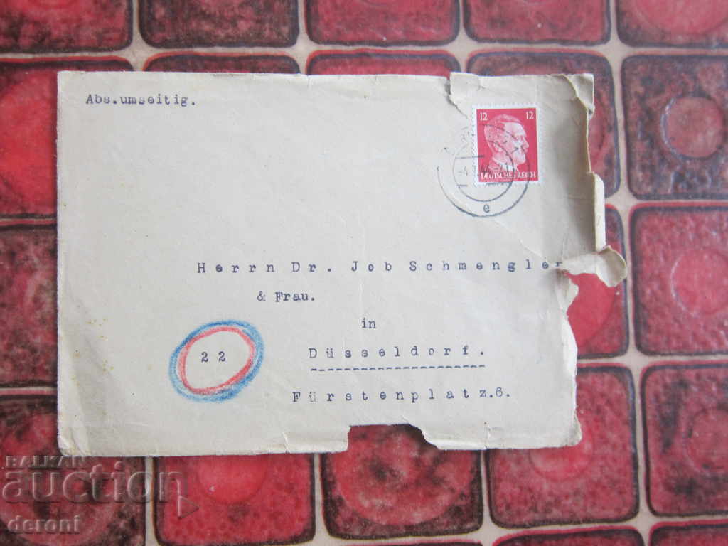 Пощенски плик 3  Райх марка Хитлер оригинал