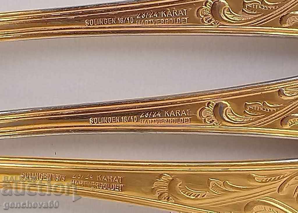 Auction  SOLINGEN spatula, forks and porcelain ring with initials