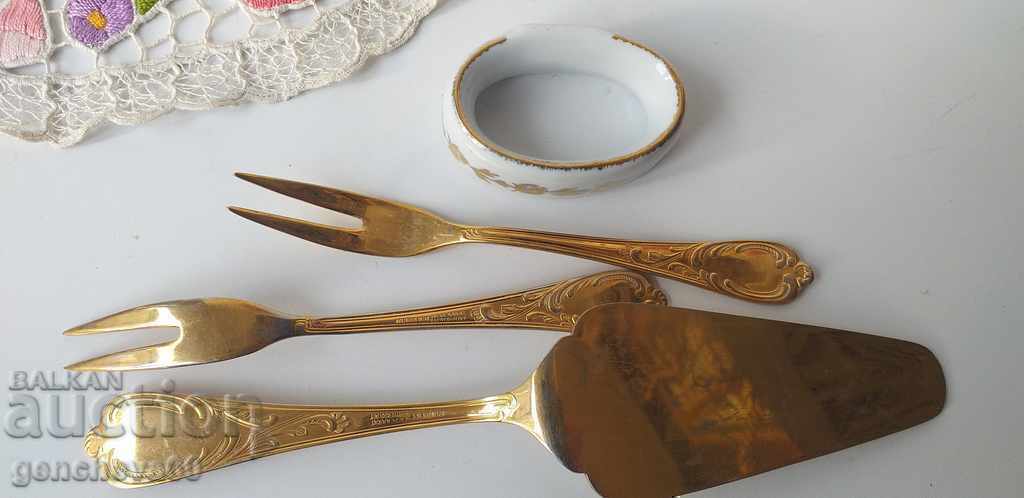SOLINGEN spatula, forks and porcelain ring with initials - 7