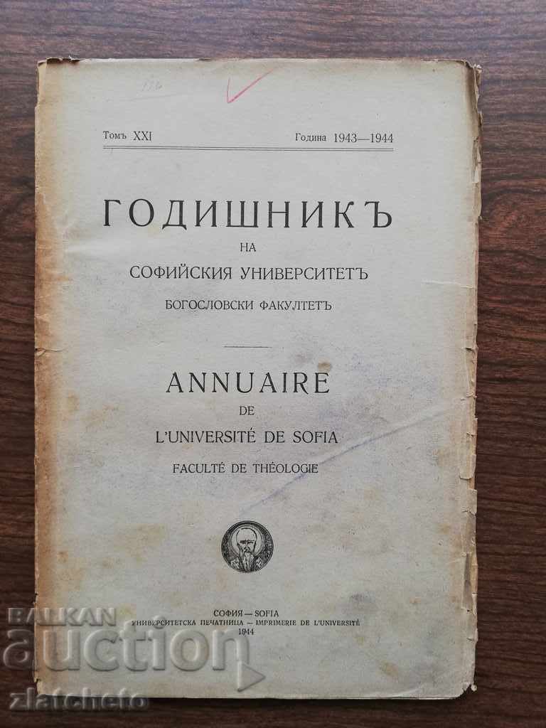 Anuarul Universității din Sofia la Facultatea de Teologie Volumul XXI 1943-1944