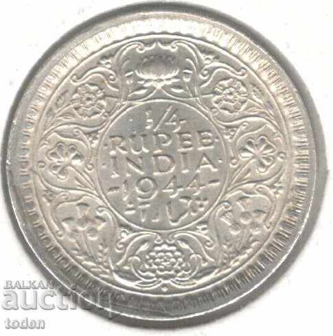 +Ινδία Βρετανική-¼ Ρουπία-1944 B-KM# 547-George VI-Silver +Ινδία Βρετανική-¼ Ρουπία-1944 B-KM# 547-George VI-Silver