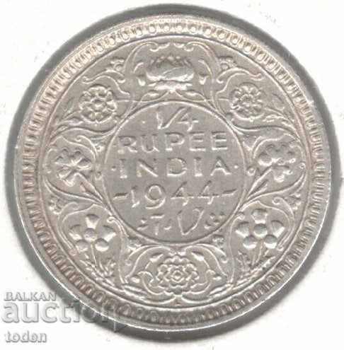 +Ινδία Βρετανική-¼ Ρουπία-1944 L-KM# 547-George VI-Silver