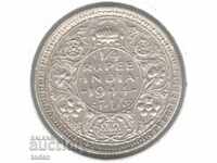 +India British-¼ Rupee-1944 L-KM# 547-George VI-Silver