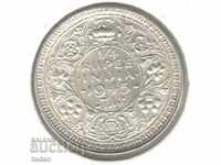 +India British-¼ Rupee-1945-KM# 547-George VI-Silver