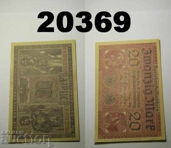 Германия 20 марки 1918 AU/UNC