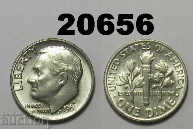 USA 1 dime 1969 D UNC