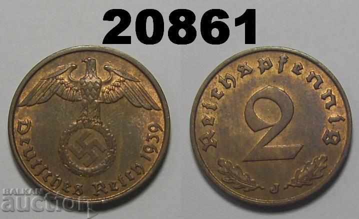 Γερμανία 2 pfennig 1939 J σβάστικα