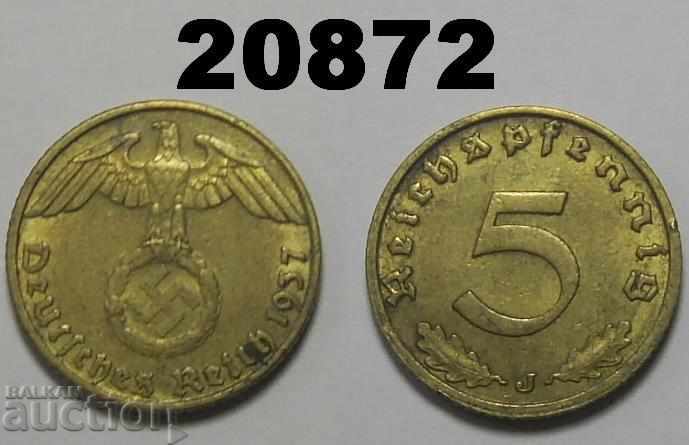 Γερμανία 5 pfennig 1937 J σβάστικα
