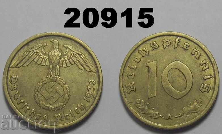 Germany 10 pfennig 1938 A swastika