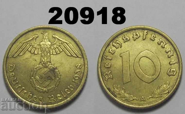 Germany 10 pfennig 1938 A swastika