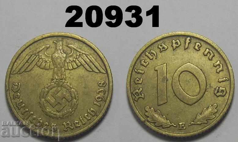 Германия 10 пфенига 1938 E свастика