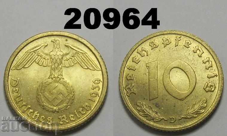 Германия 10 пфенига 1939 D свастика