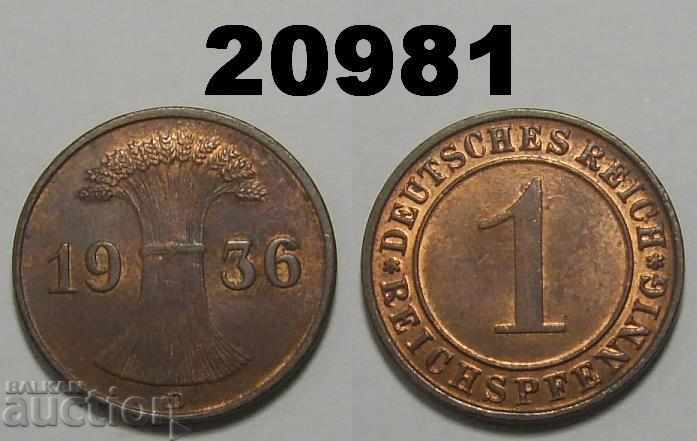 Germany 1 Reich Pfennig 1936 D