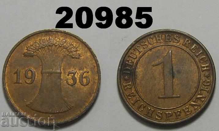 Germany 1 Reich Pfennig 1936 J.
