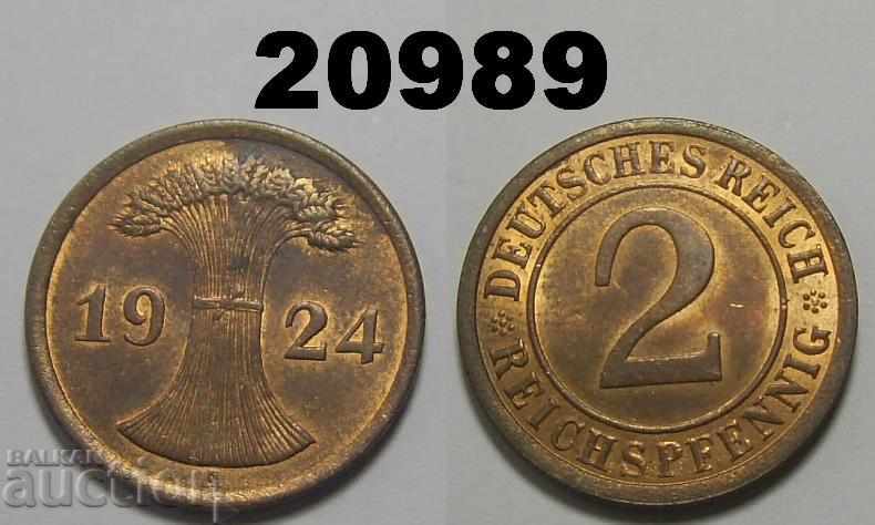 Германия 2 райх пфенига 1924 А