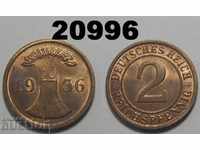 Germany 2 Reich Pfennig 1936 D