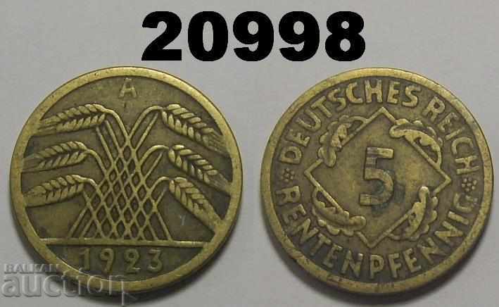 Германия 5 рентен пфенига 1923 А