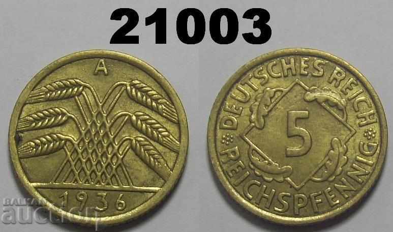 Германия 5 райх пфенига 1936 A