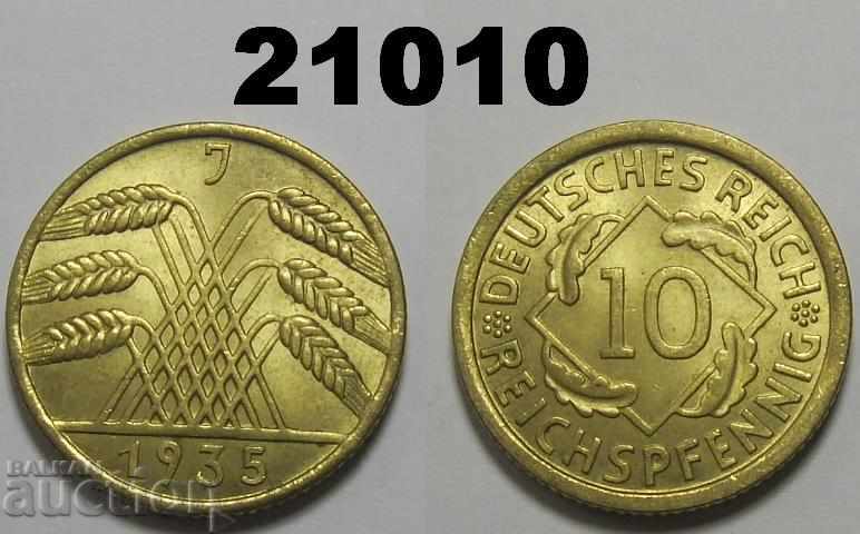 Germania 10 Reich Pfennig 1935 J