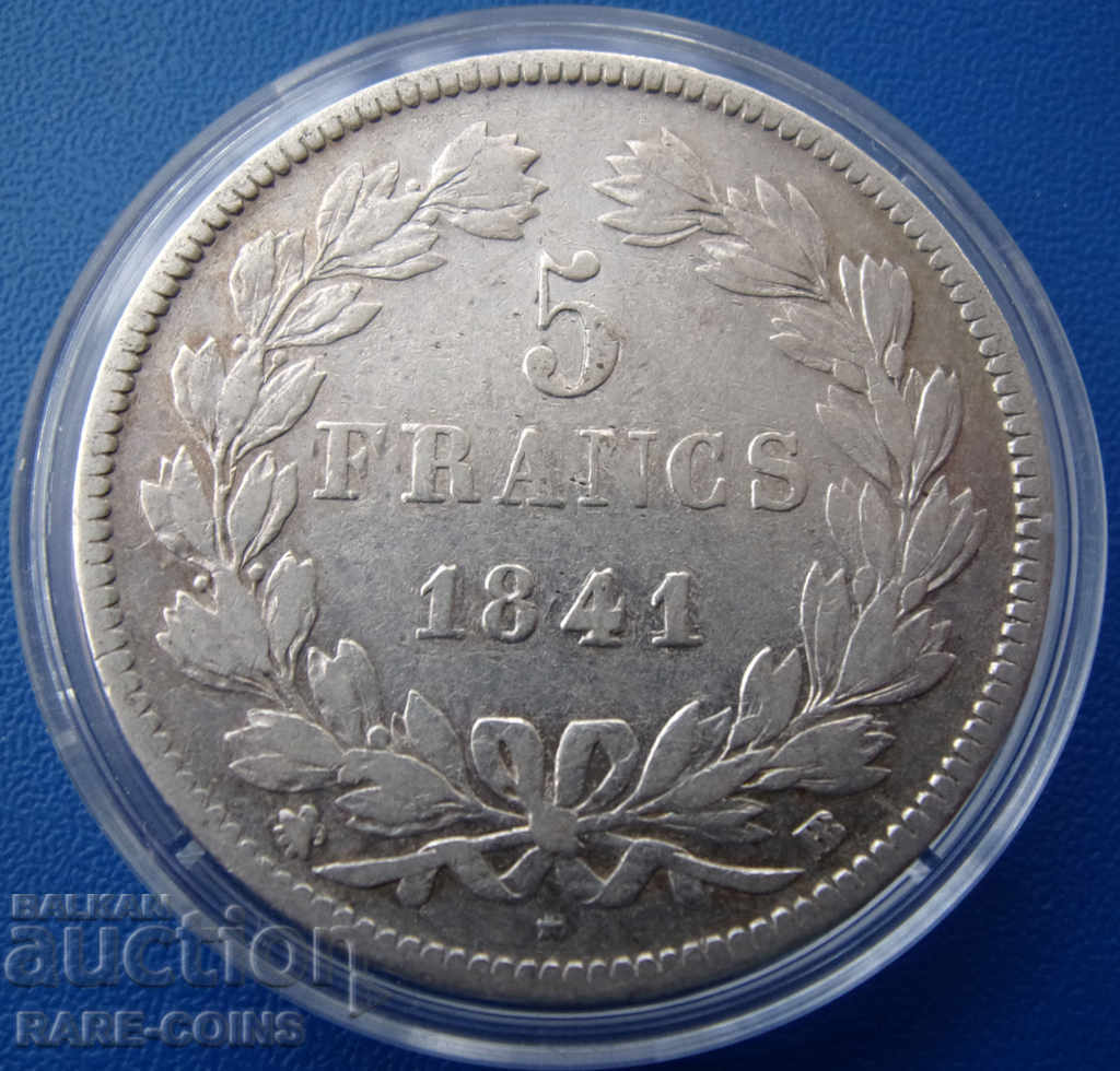 France Strasbourg 5 Francs 1841 Rare Original