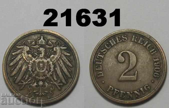 Германия 2 пфенига 1906 D