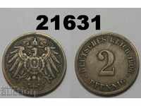 Германия 2 пфенига 1906 D