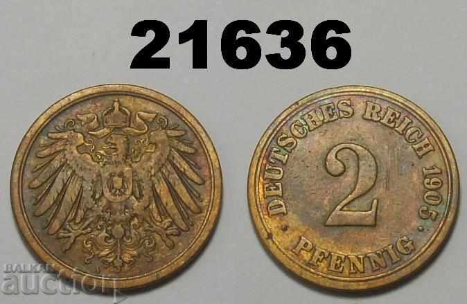Германия 2 пфенига 1905 A