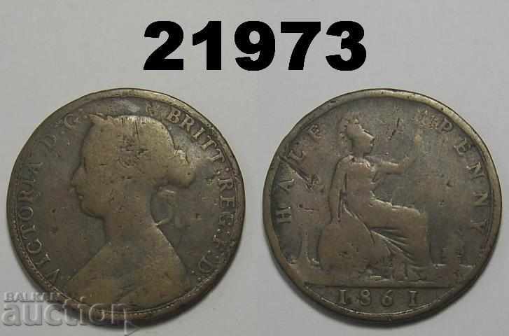Damaged ½ penny 1861