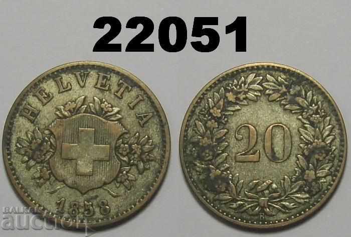 Switzerland 20 Rapen 1858