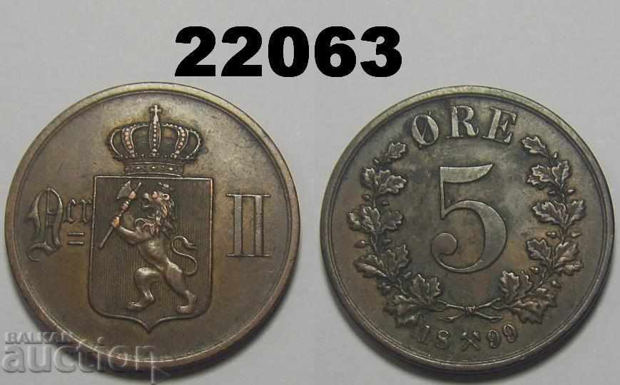 Norway 5 ore 1899 XF