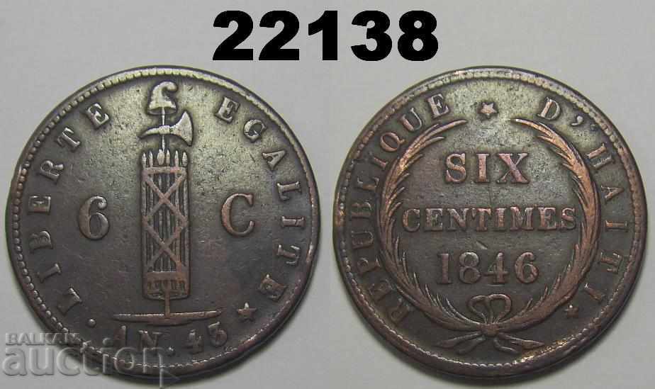 Хаити 6 сантима 1846 Голяма монета